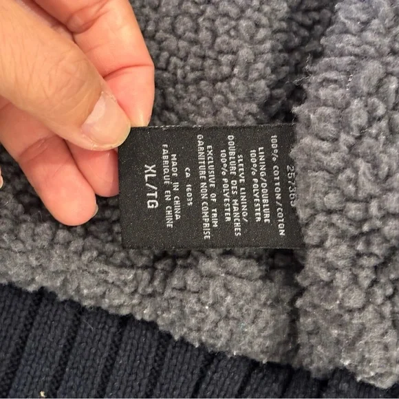 Emanuel Ungaro Sherpa Lined Men's  Full Zipped Sweater Jacket Navy Size XL - Picture 6 of 8